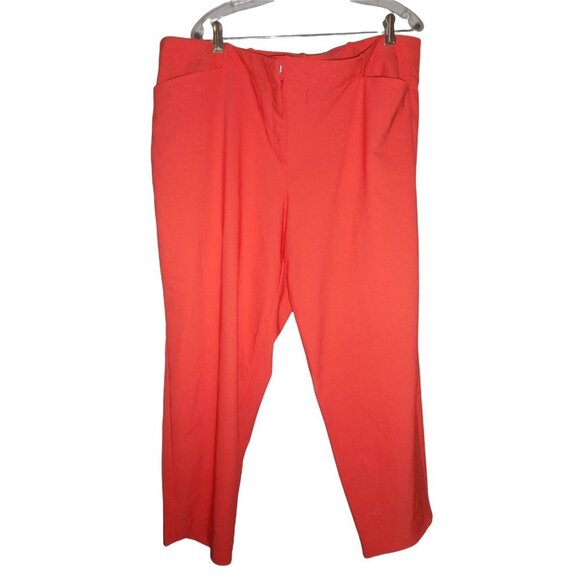 Worthington Pants - Bright Coral Sz 22W Plus Size Slim Fit Trouser polyester blend Pants Worthington